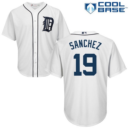 Tigers #19 Anibal Sanchez White Cool Base Stitched Youth MLB Jersey - Click Image to Close